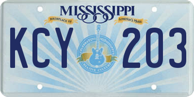 MS license plate KCY203