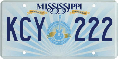 MS license plate KCY222