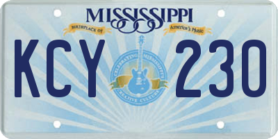 MS license plate KCY230