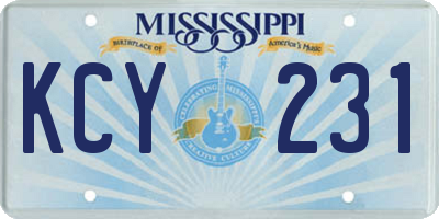 MS license plate KCY231