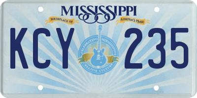 MS license plate KCY235