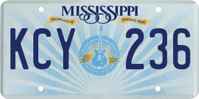 MS license plate KCY236