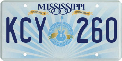 MS license plate KCY260