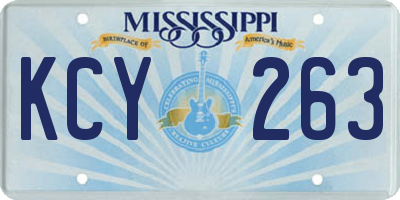 MS license plate KCY263