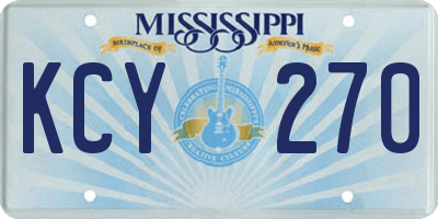 MS license plate KCY270