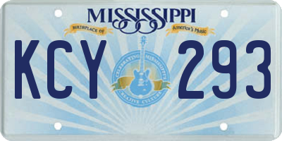 MS license plate KCY293