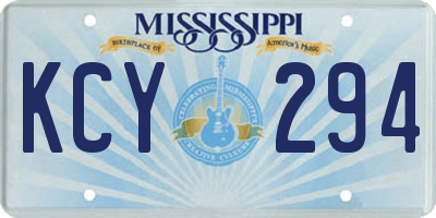 MS license plate KCY294