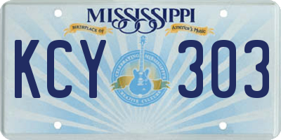 MS license plate KCY303