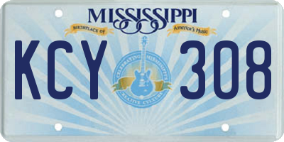 MS license plate KCY308
