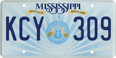 MS license plate KCY309