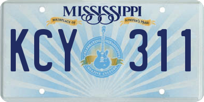 MS license plate KCY311