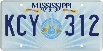MS license plate KCY312