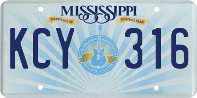 MS license plate KCY316