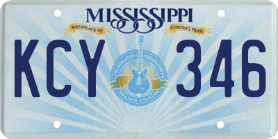 MS license plate KCY346