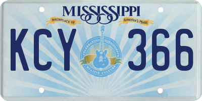 MS license plate KCY366