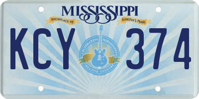 MS license plate KCY374