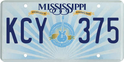 MS license plate KCY375