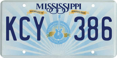 MS license plate KCY386