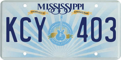 MS license plate KCY403