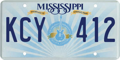MS license plate KCY412