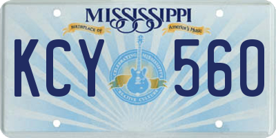 MS license plate KCY560