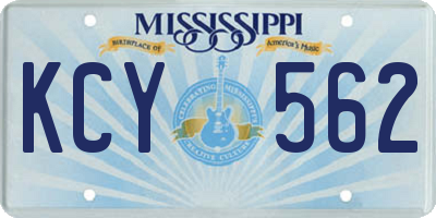 MS license plate KCY562