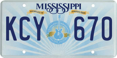 MS license plate KCY670