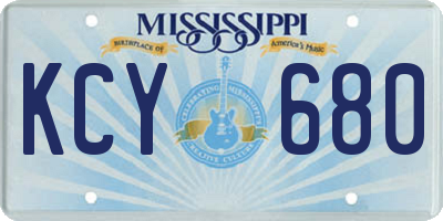 MS license plate KCY680