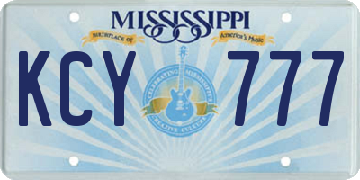 MS license plate KCY777