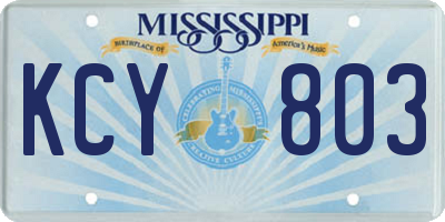 MS license plate KCY803