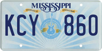 MS license plate KCY860