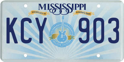 MS license plate KCY903