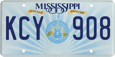 MS license plate KCY908