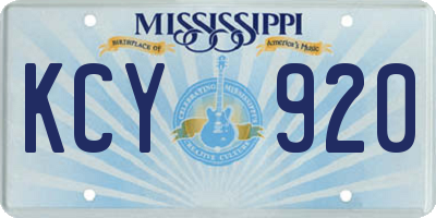 MS license plate KCY920