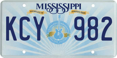 MS license plate KCY982