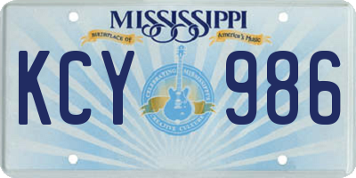 MS license plate KCY986