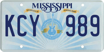 MS license plate KCY989