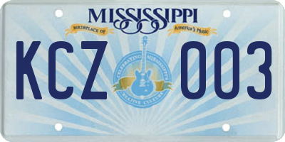 MS license plate KCZ003