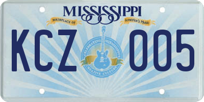 MS license plate KCZ005