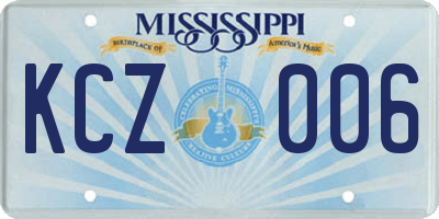 MS license plate KCZ006