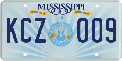 MS license plate KCZ009