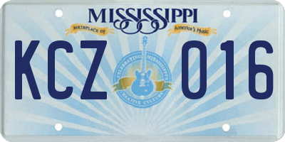 MS license plate KCZ016