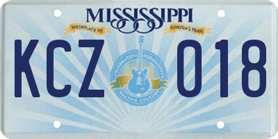 MS license plate KCZ018