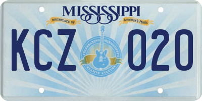 MS license plate KCZ020