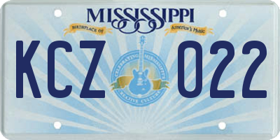 MS license plate KCZ022