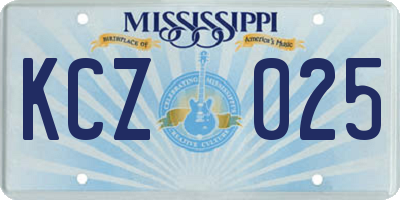MS license plate KCZ025