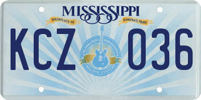 MS license plate KCZ036