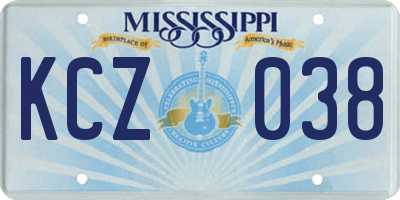 MS license plate KCZ038