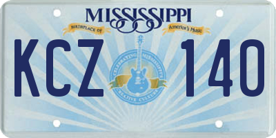 MS license plate KCZ140