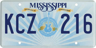 MS license plate KCZ216